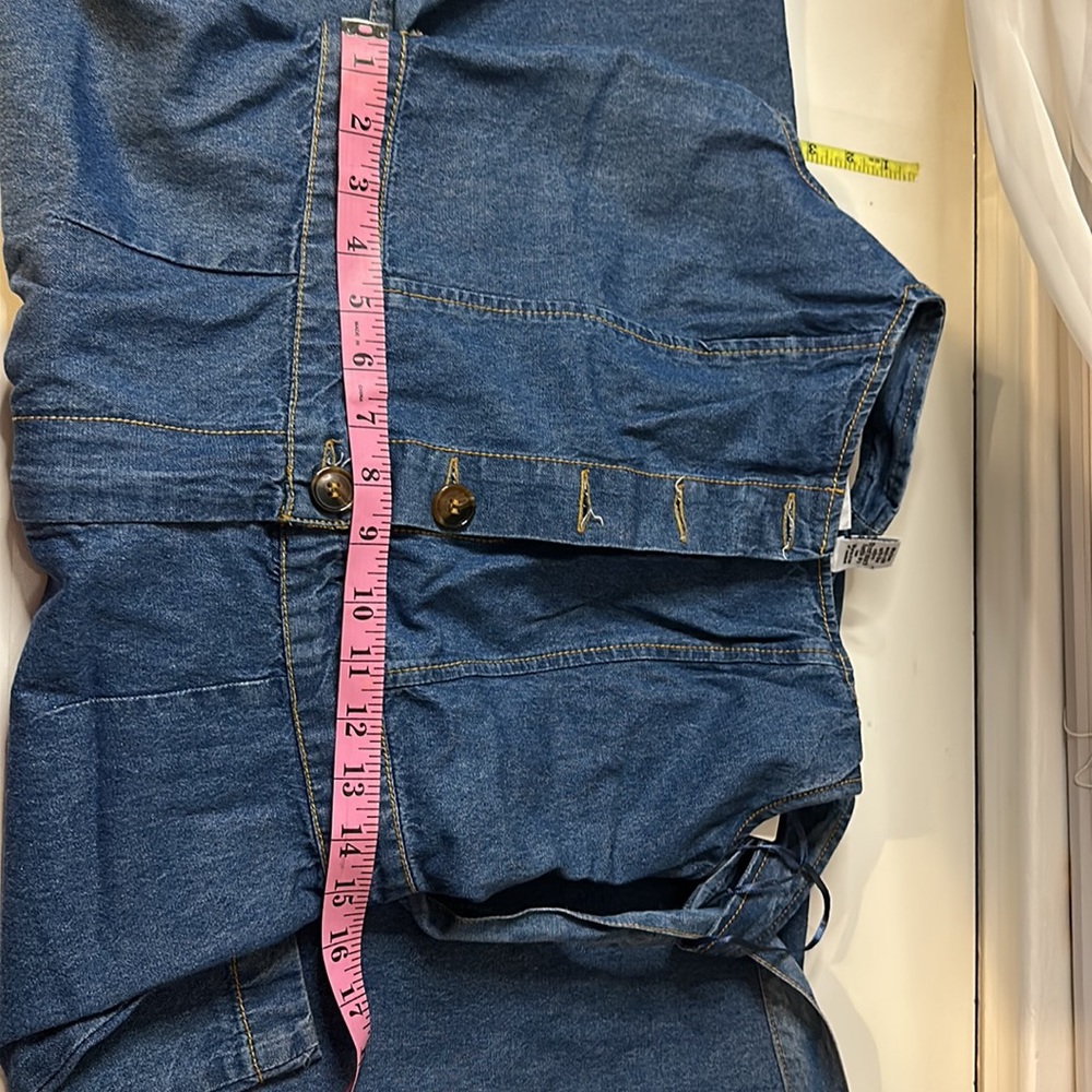 NWT Sincerely Jules Blue Jean Denim Button Down, Belted, & Wide Leg Jumpsuit L - Picture 10 of 13